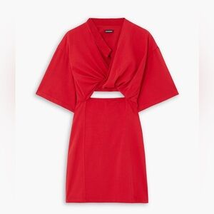 Jacquemus Bahia twist front cut out mini dress in red